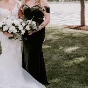 Revelry Bardot Velvet Bridesmaid Dress